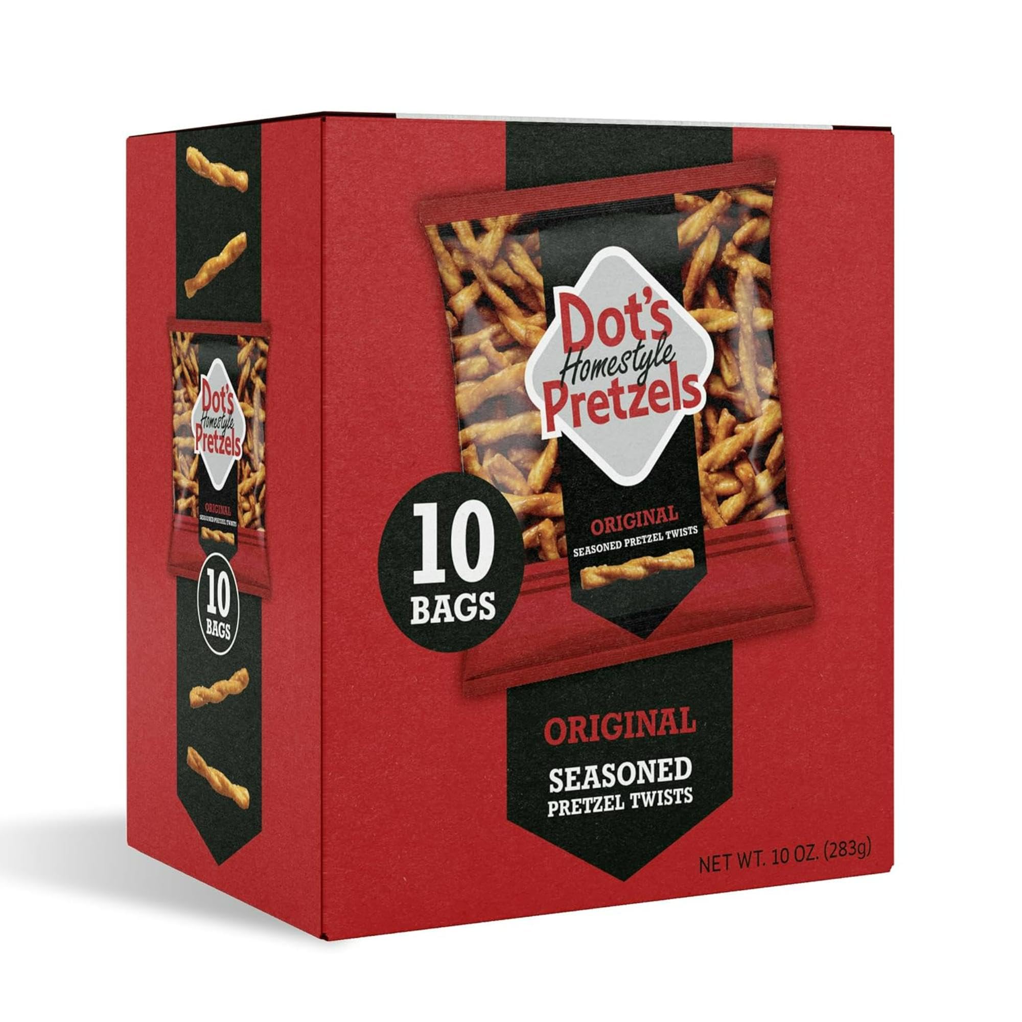 Dot's Homestyle Pretzels Original Twist 1oz bag, ready for quick grab-and-go snacking.