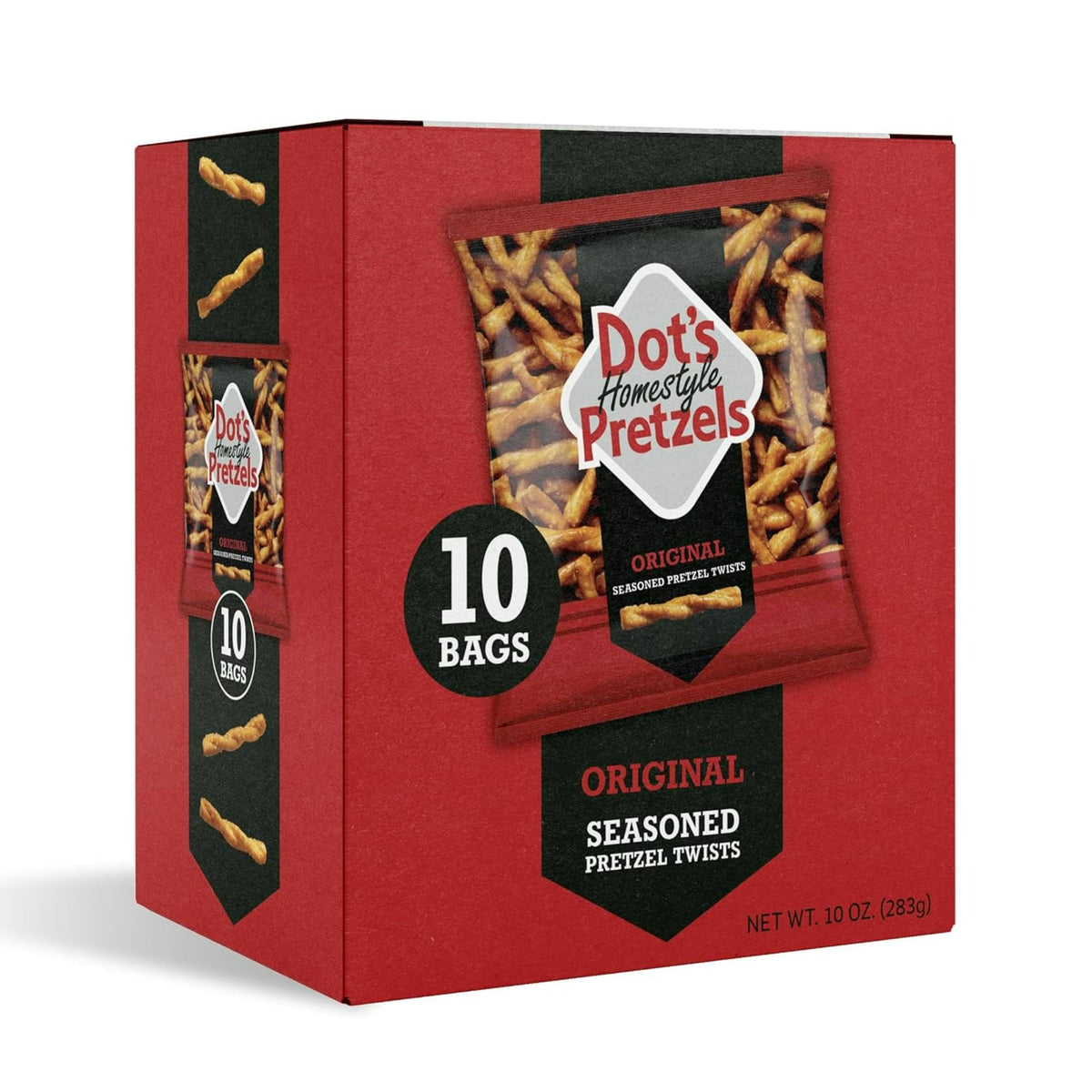 Dot's Homestyle Pretzels Original Twist 1oz bag, ready for quick grab-and-go snacking.