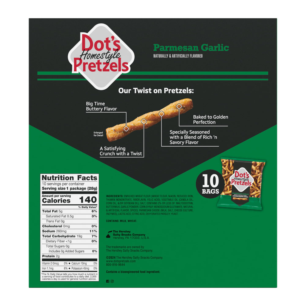 Single-serving Dot's Pretzels 1oz bag beside dip, ideal for quick snacks.