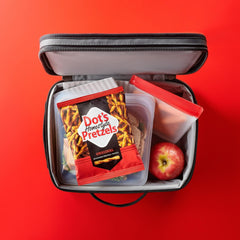 Dot's Homestyle Pretzels seasoning dust highlights bold flavor notes.