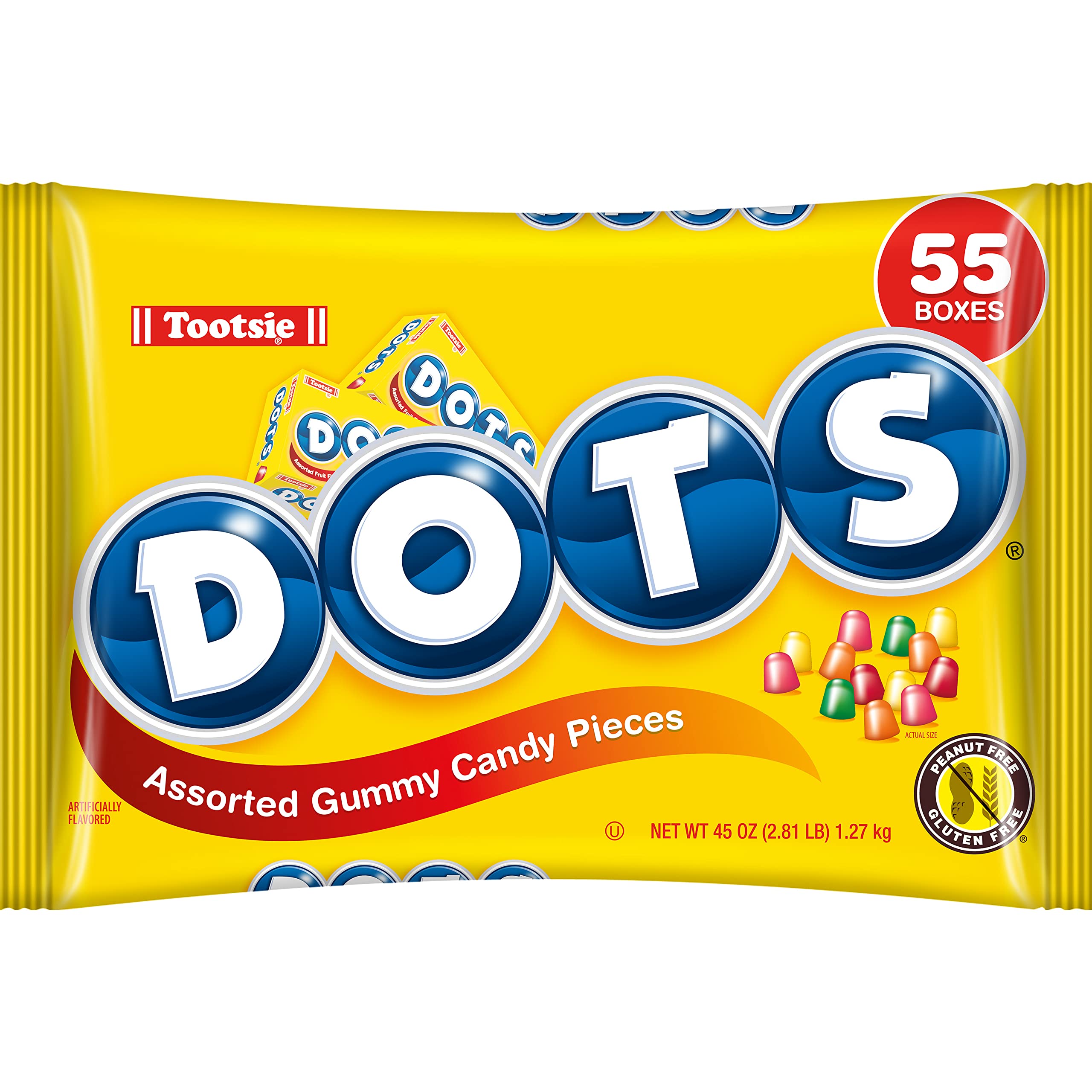 DOTS original gummy candies in a 55-count mini box for party favors.