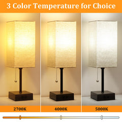 Dott Arts table lamp with built-in AC outlet for convenient charging.