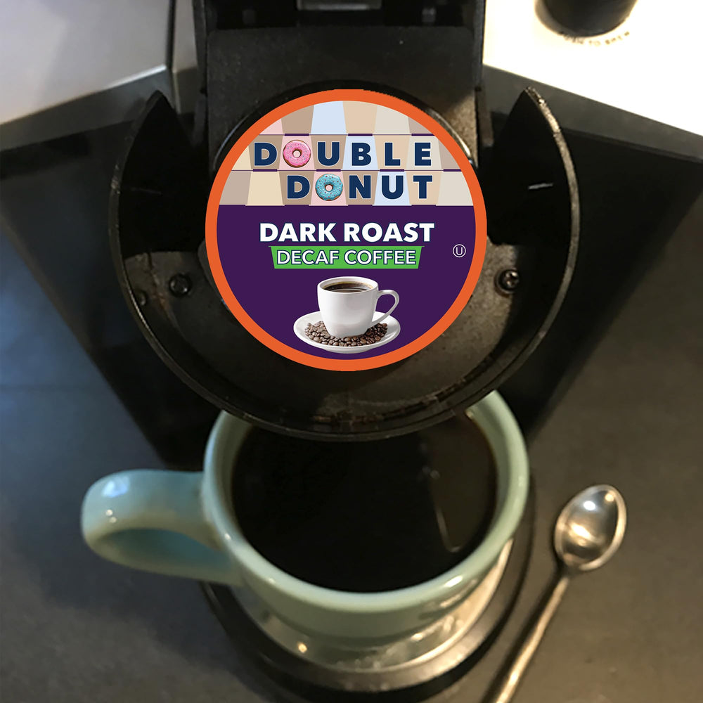Evening scene with Double Donut decaf, a smooth, full-bodied cup after dinner.