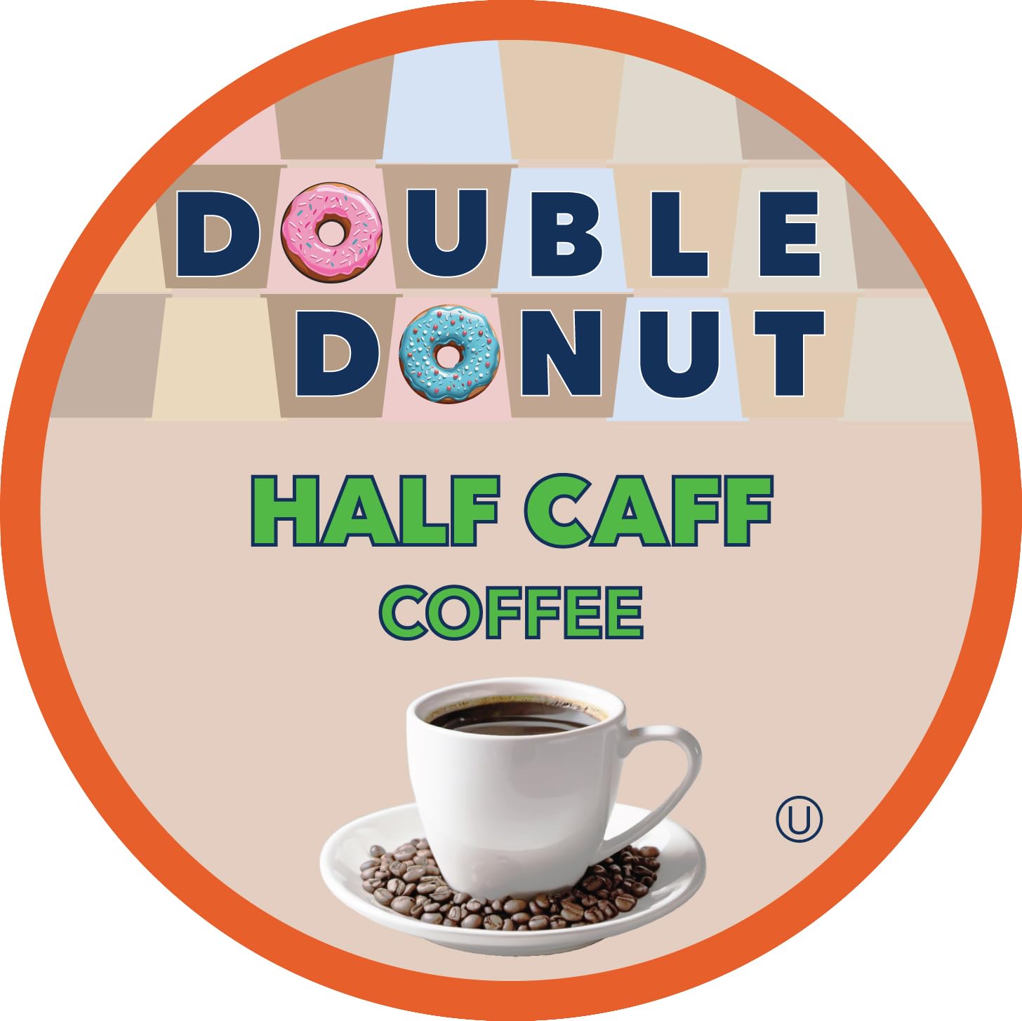 Double Donut Coffee half-caff pods in box showcase vegan and keto-friendly packaging.