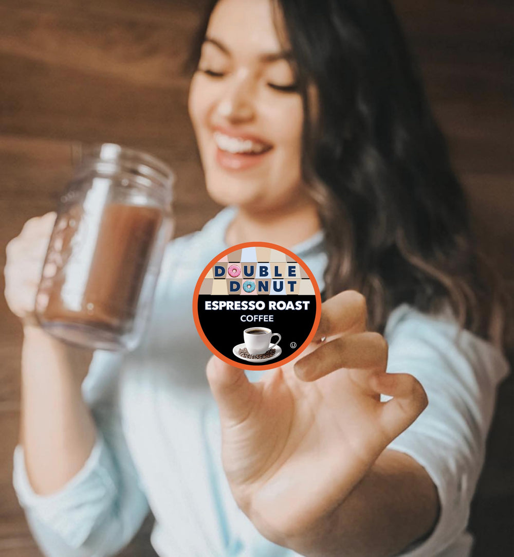 Double Donut Espresso Roast with Arabica beans for smooth, caramel notes.