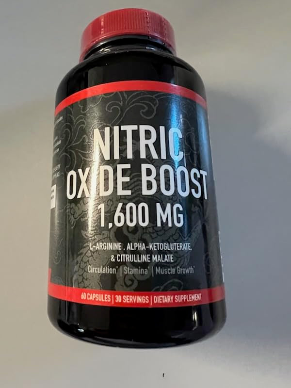 Double Dragon Organics nitric oxide booster bottle back lists ingredients for informed choices.