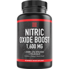 Double Dragon Organics nitric oxide booster bottle front promotes workout readiness.