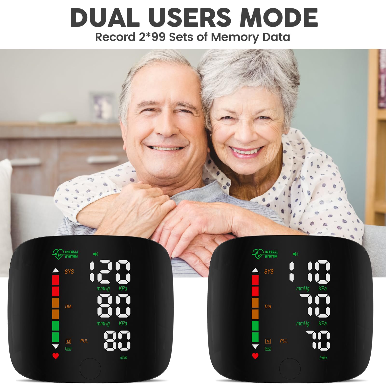 Double Love wrist BP monitor with touch screen for easy navigation and viewing results.