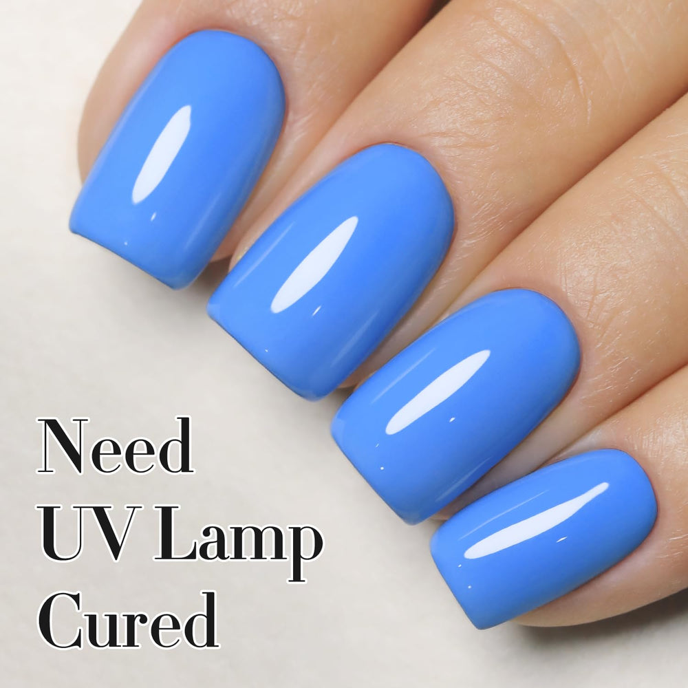 Double Rhythm 15ml blue gel polish bottle ready for quick cure.