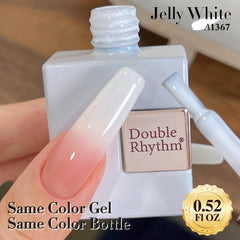 Double Rhythm base coat application for optimal nail adhesion.