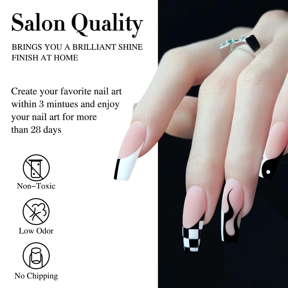 Double Rhythm base coat and top coat recommended for best nail-art results.