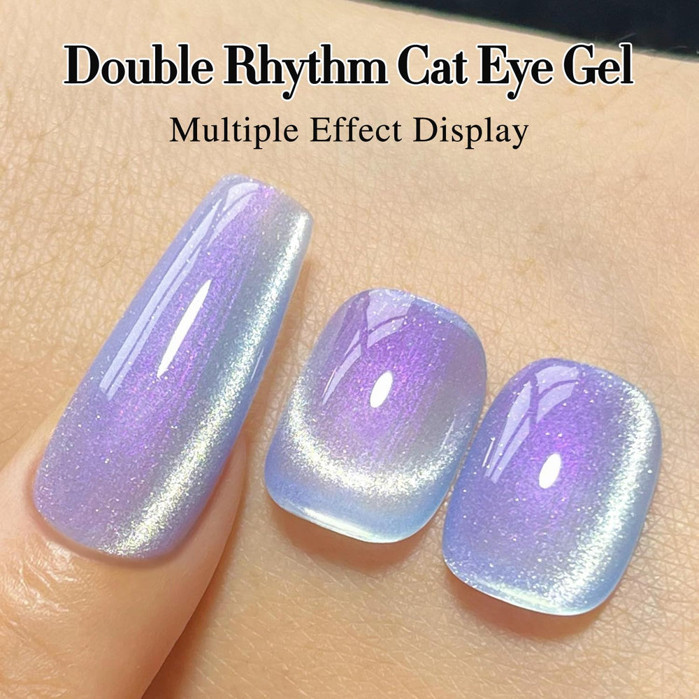 Base color swatch paired with Double Rhythm cat-eye gel for versatile looks