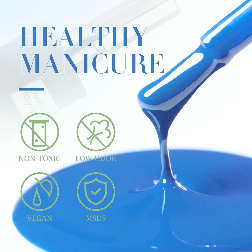 Double Rhythm blue gel polish packaging highlighting color and size.
