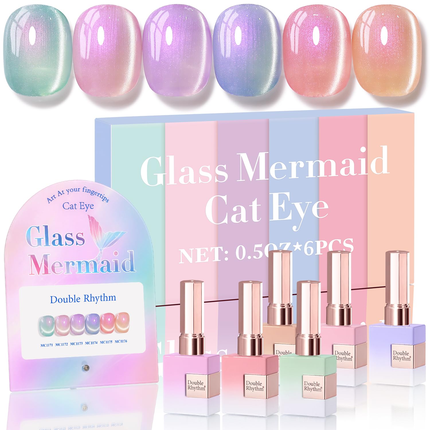 Double Rhythm cat eye gel polish in Mermaid Pink Rose T6-31 for chic home nails