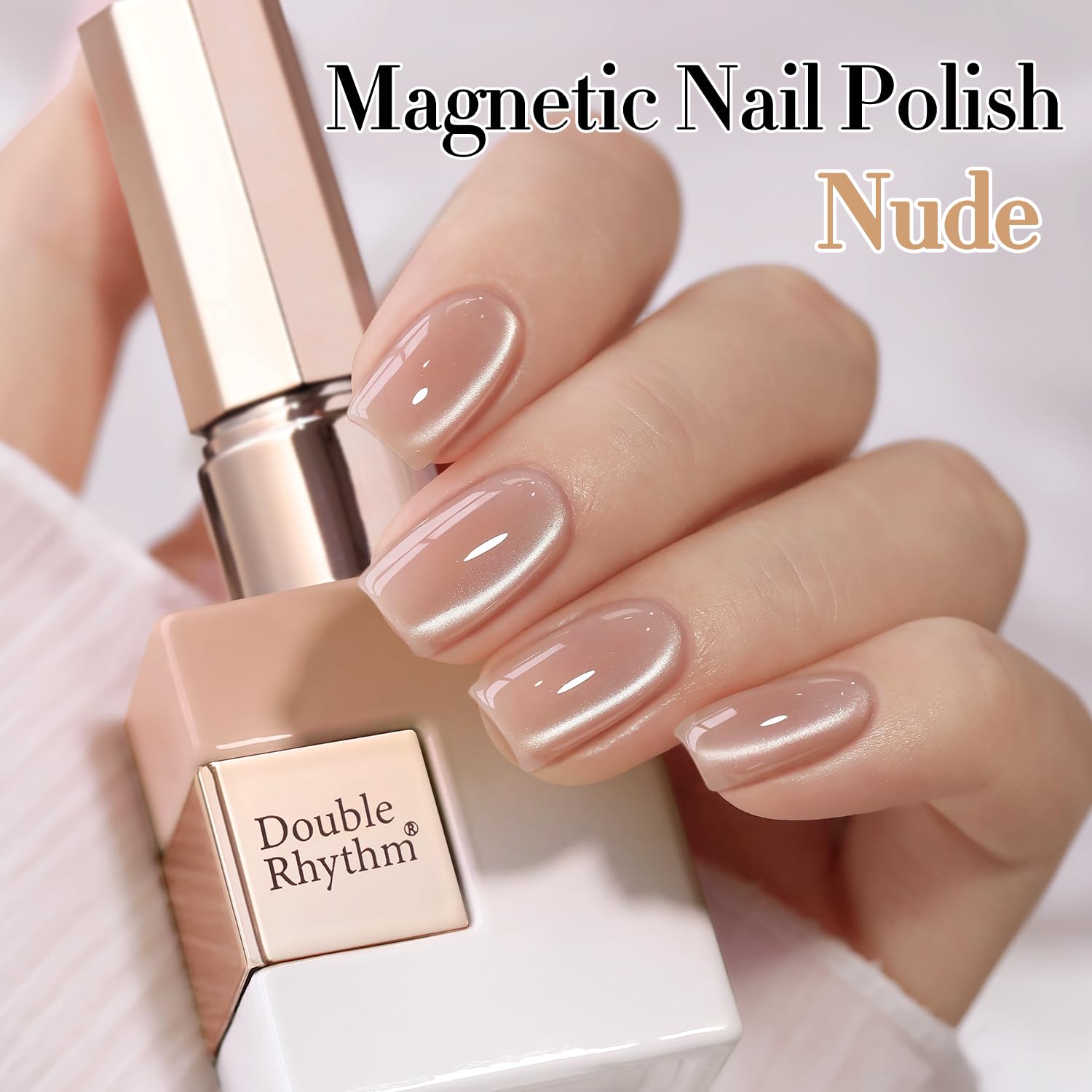 Magnet tool in action creating the cat eye shift on the gel polish
