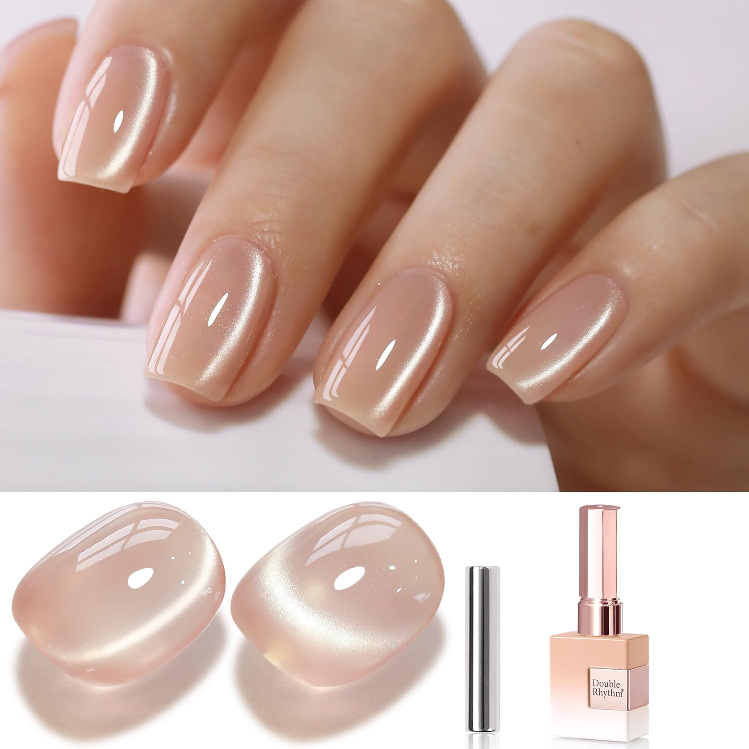 Double Rhythm cat eye gel polish nude MC1167 bottle for a glossy, luminous finish