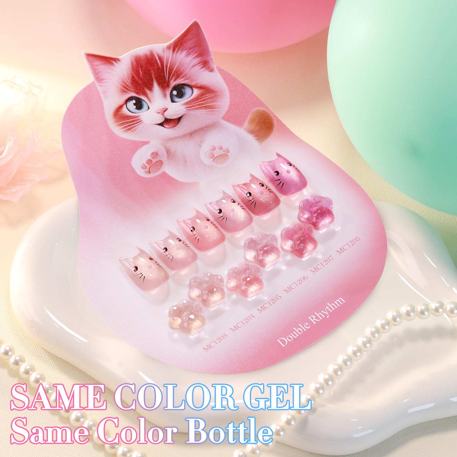 Double Rhythm Rose T6-45 swatches on nails show smooth coverage and strong pigmentation