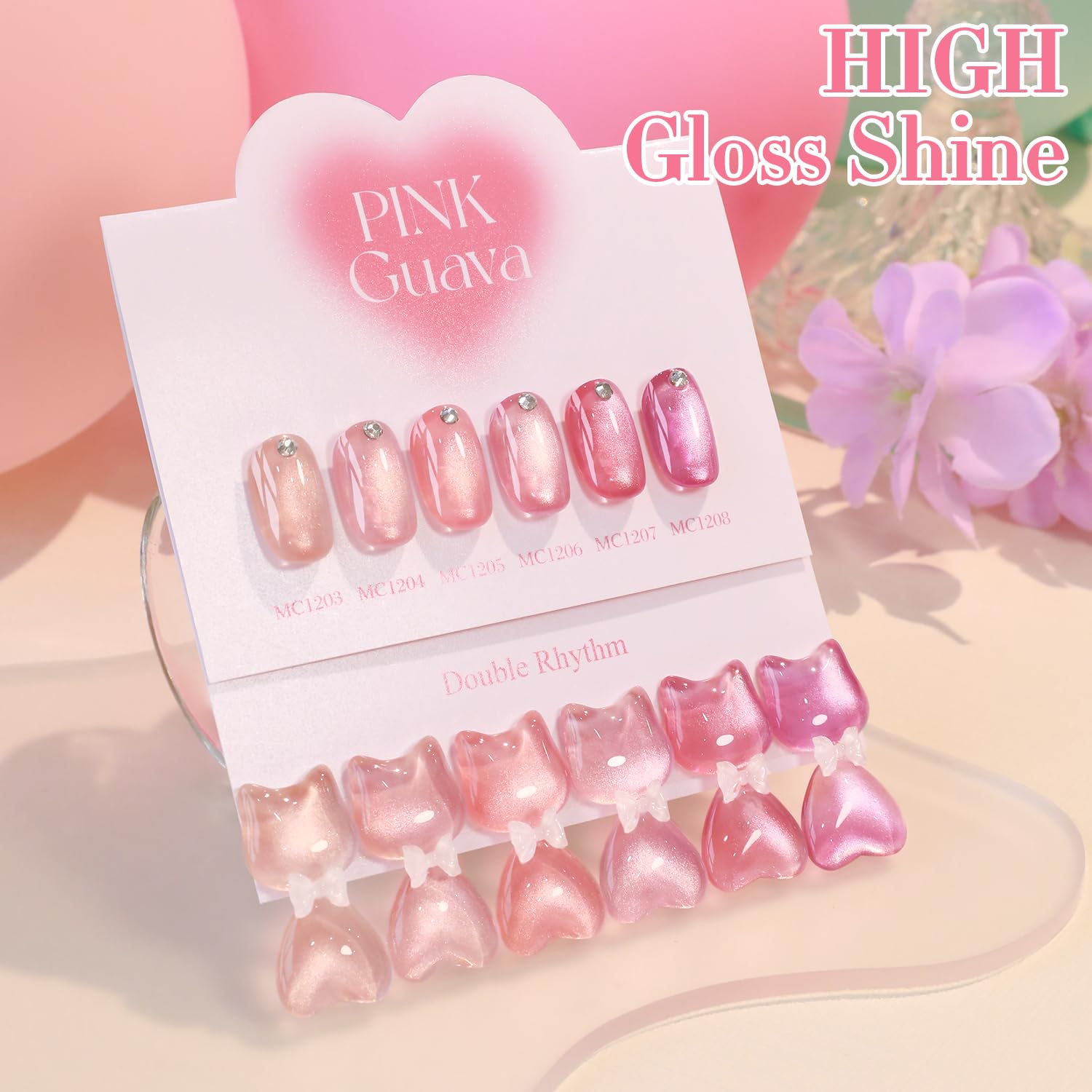 LED curing scene with Double Rhythm Rose T6-45 gel polish for quick DIY results