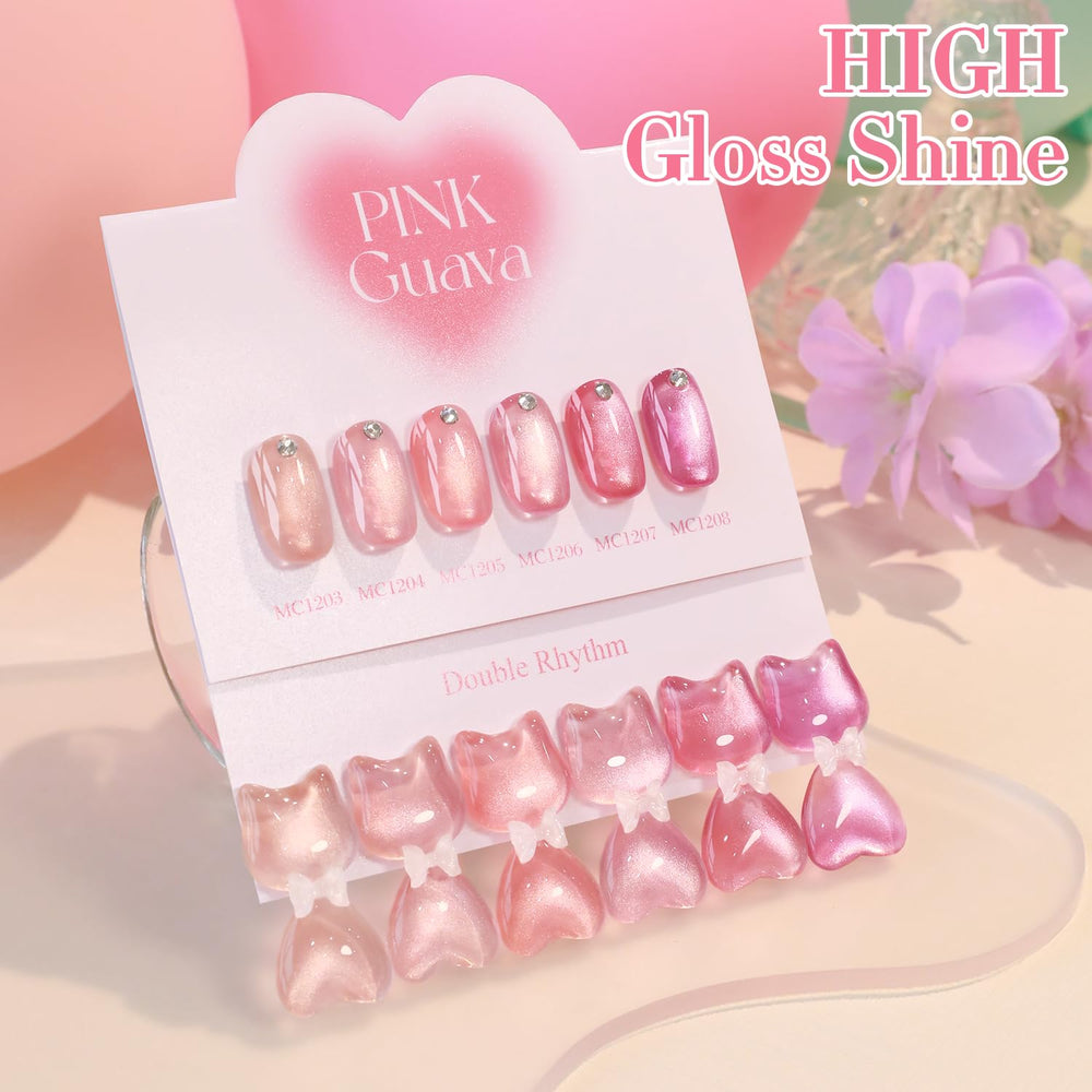 LED curing scene with Double Rhythm Rose T6-45 gel polish for quick DIY results