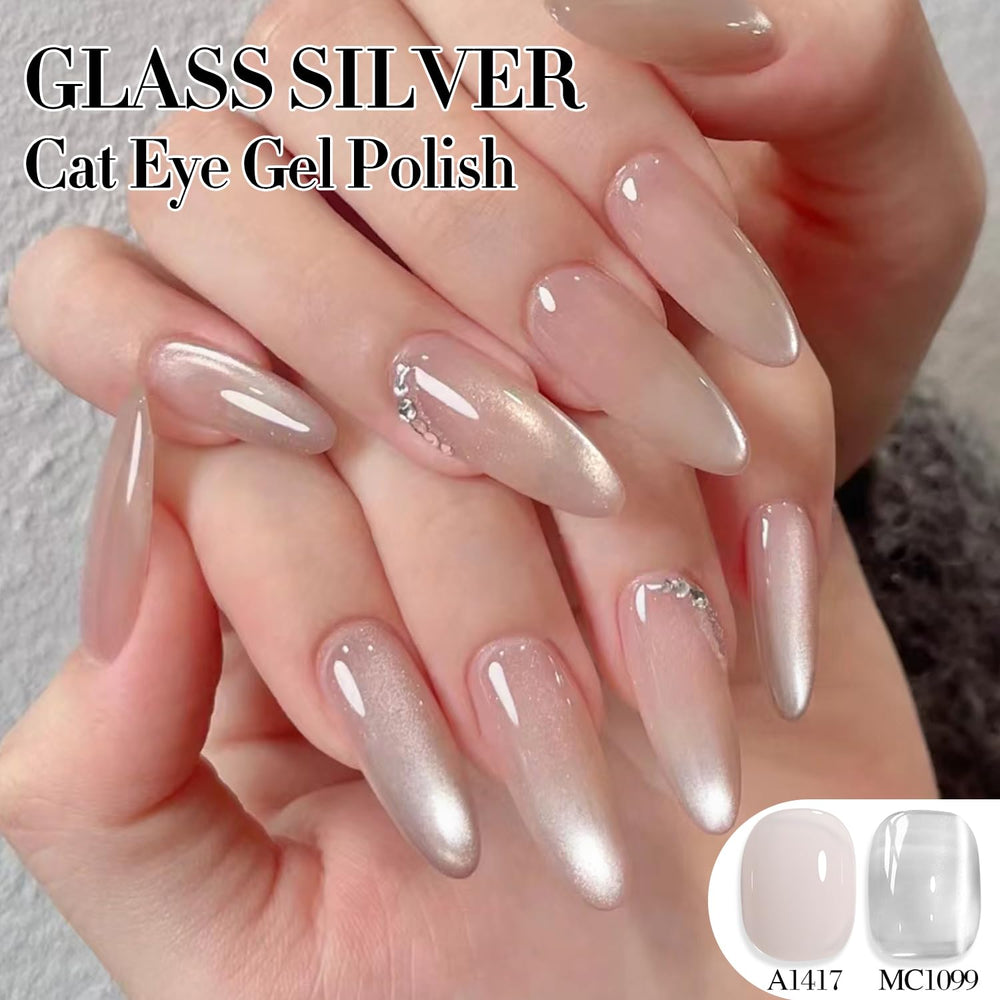 Double Rhythm cat eye magnet demonstration reveals shifting color effect for chic nails.
