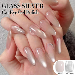 Double Rhythm cat eye magnet demonstration reveals shifting color effect for chic nails.