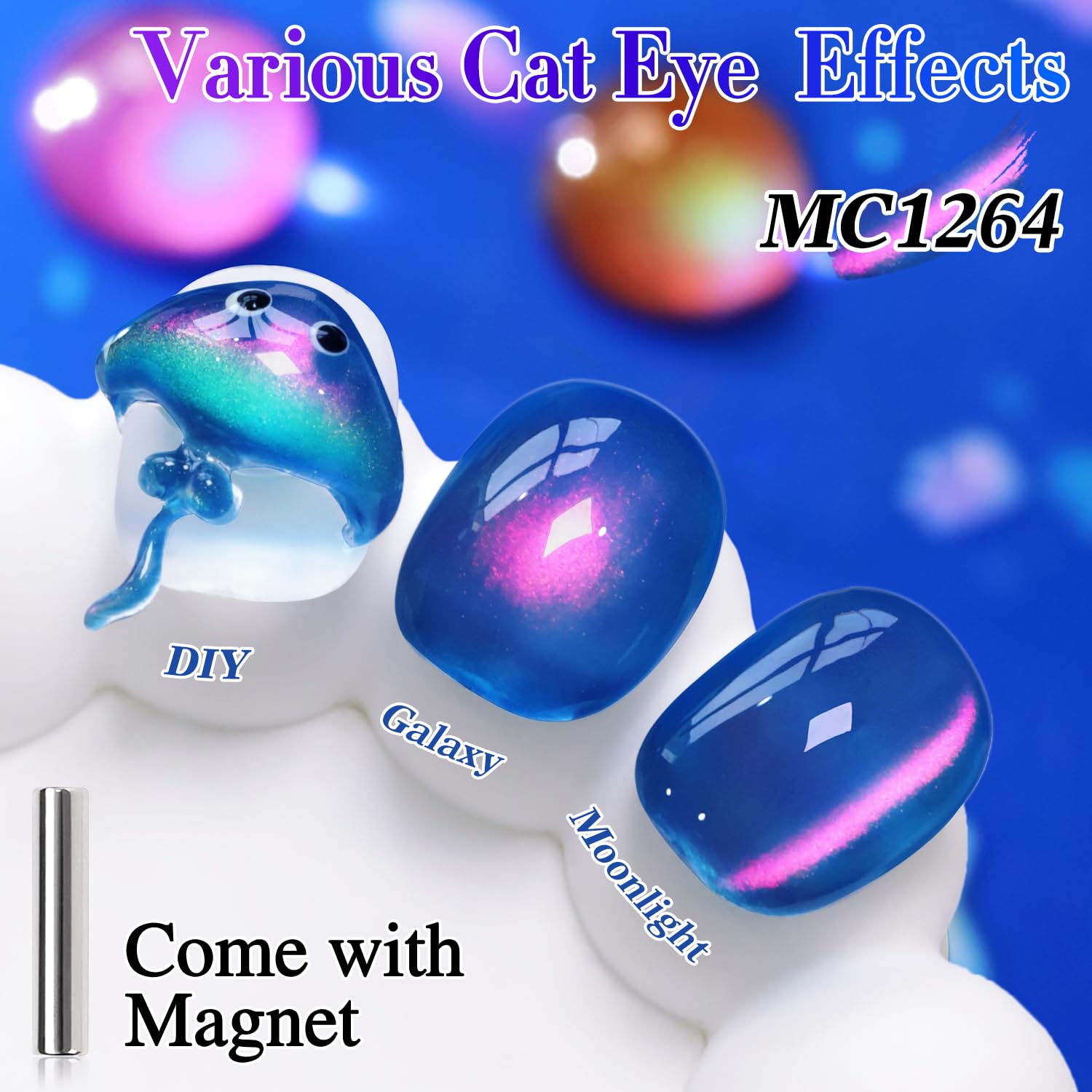 Double Rhythm cat eye nail polish magnet close-up showing shimmering magnetic effect.