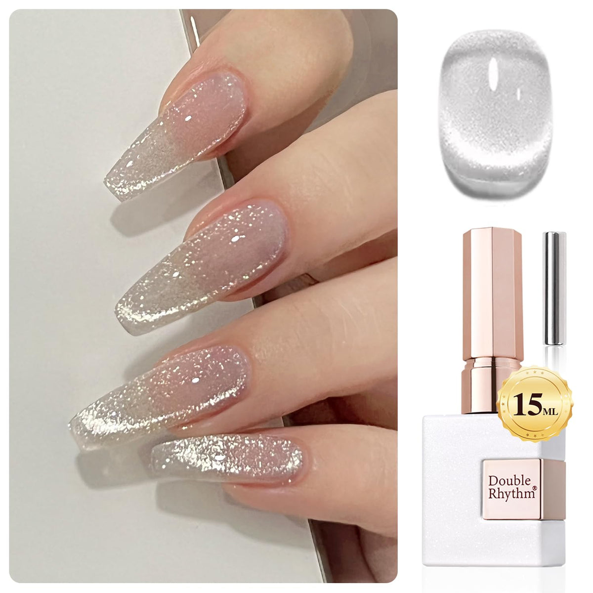 Double Rhythm cat eye polish bottle with magnet for shimmering magnetic nail art