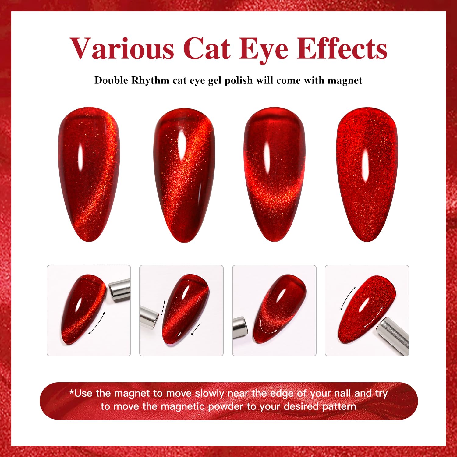 DIY at home manicure using Double Rhythm magnetic cat eye gel polish.