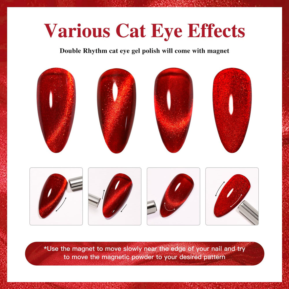 DIY at home manicure using Double Rhythm magnetic cat eye gel polish.