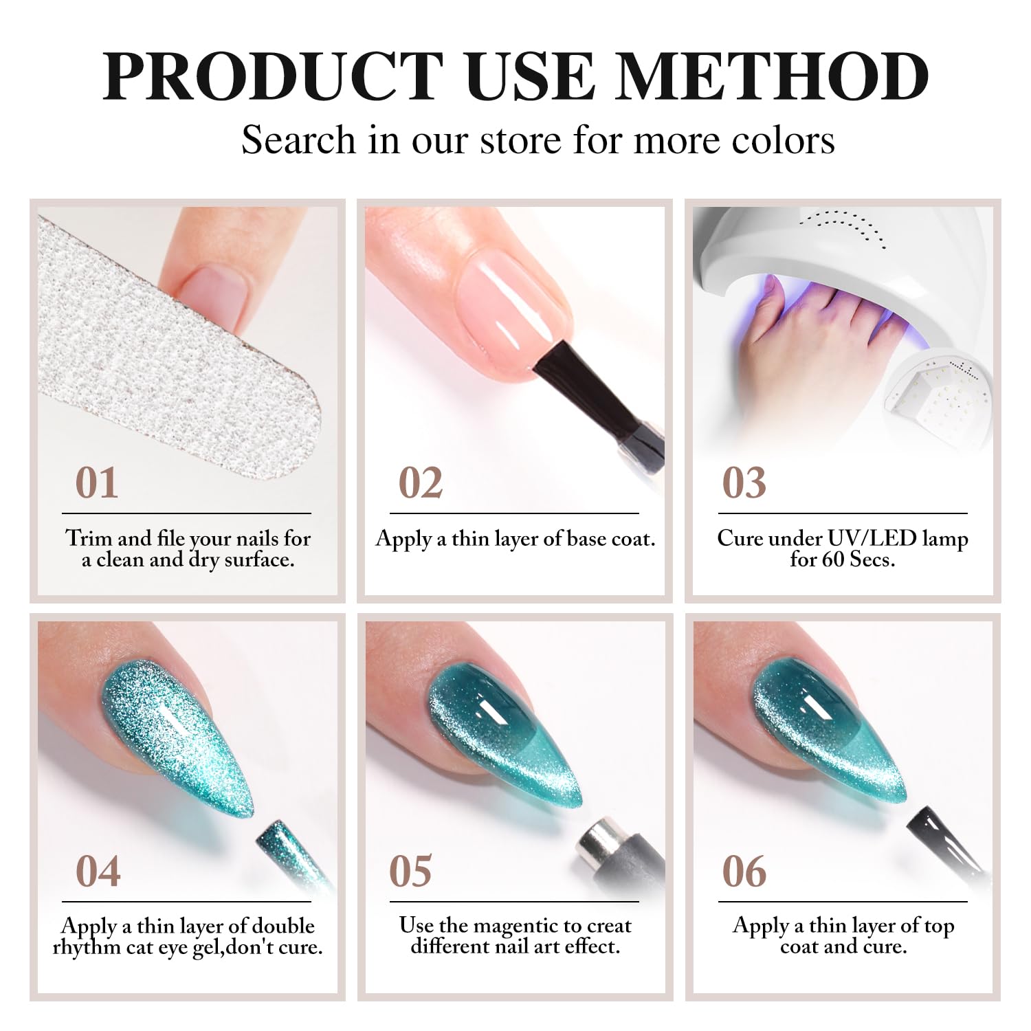 DIY manicure setup featuring Double Rhythm cat-eye gel polish kit