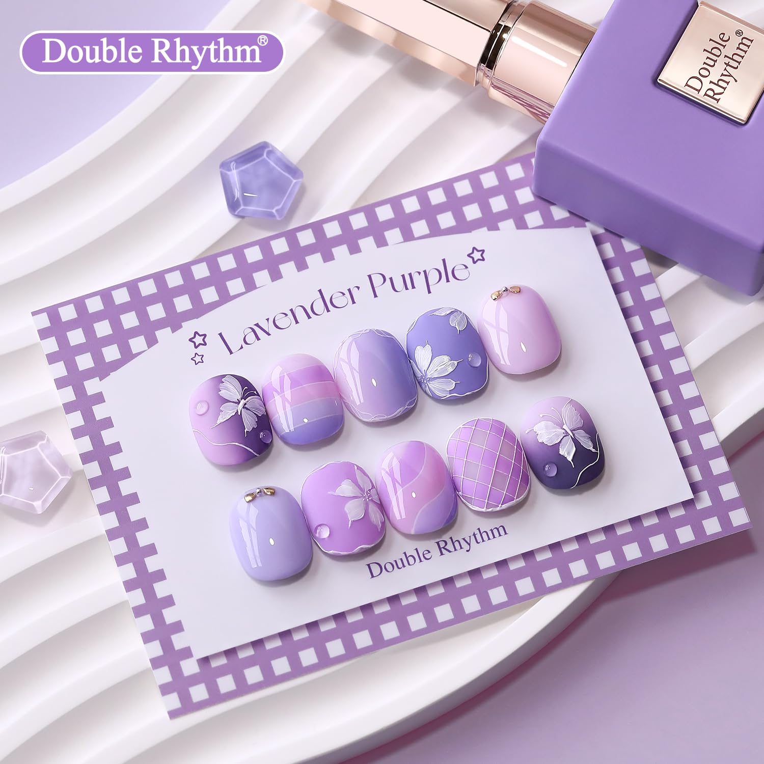 Double Rhythm glitter gel polish adds shimmering accents to at-home nail art.