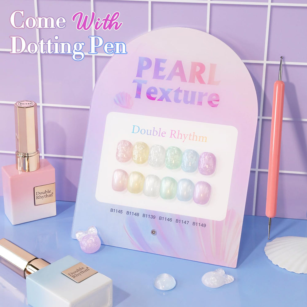 Double Rhythm glitter shimmer gel polish bottle with reflective particles for party nails.