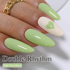 Double Rhythm Green A1409 gel texture close-up, smooth consistency for beginner-friendly application.