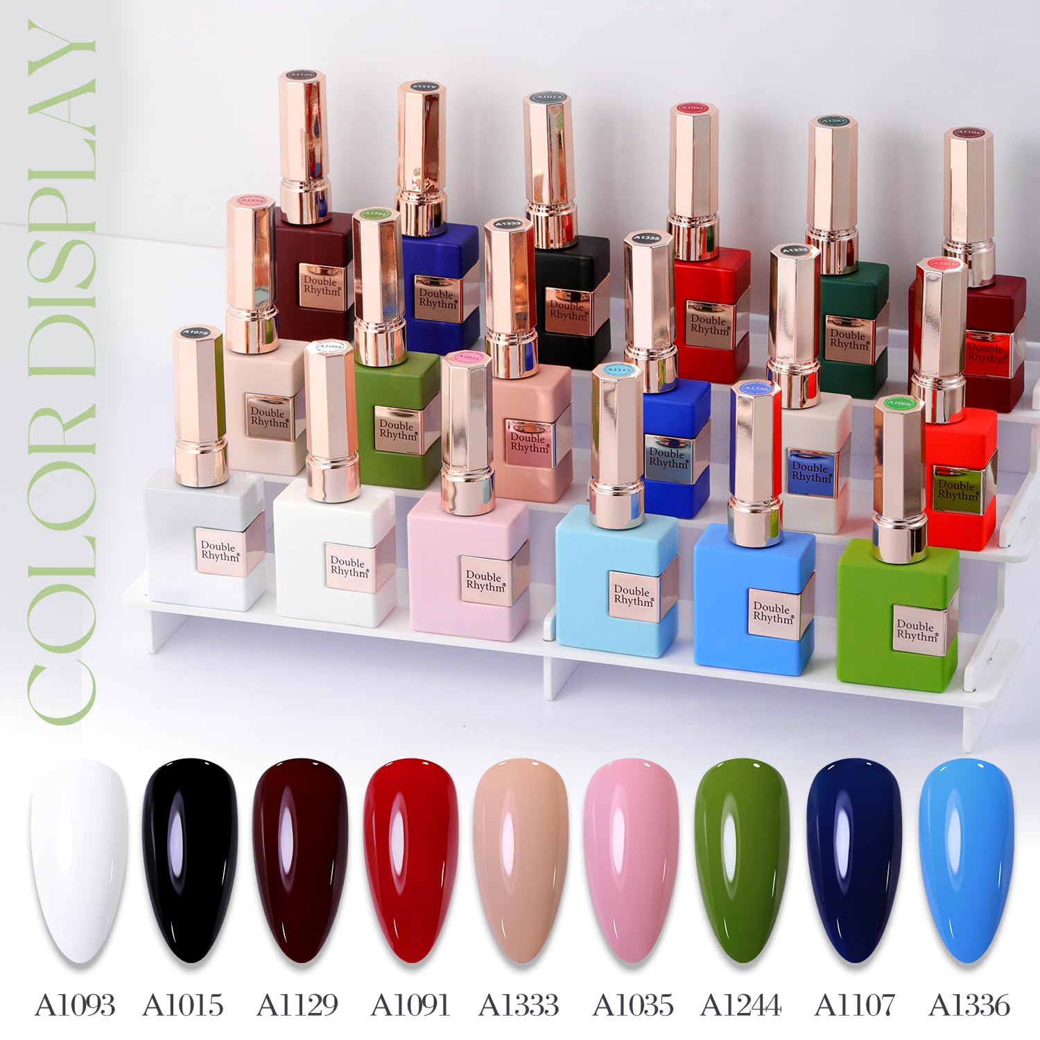 Double Rhythm Green A1409 salon-ready application demonstrated on nails.