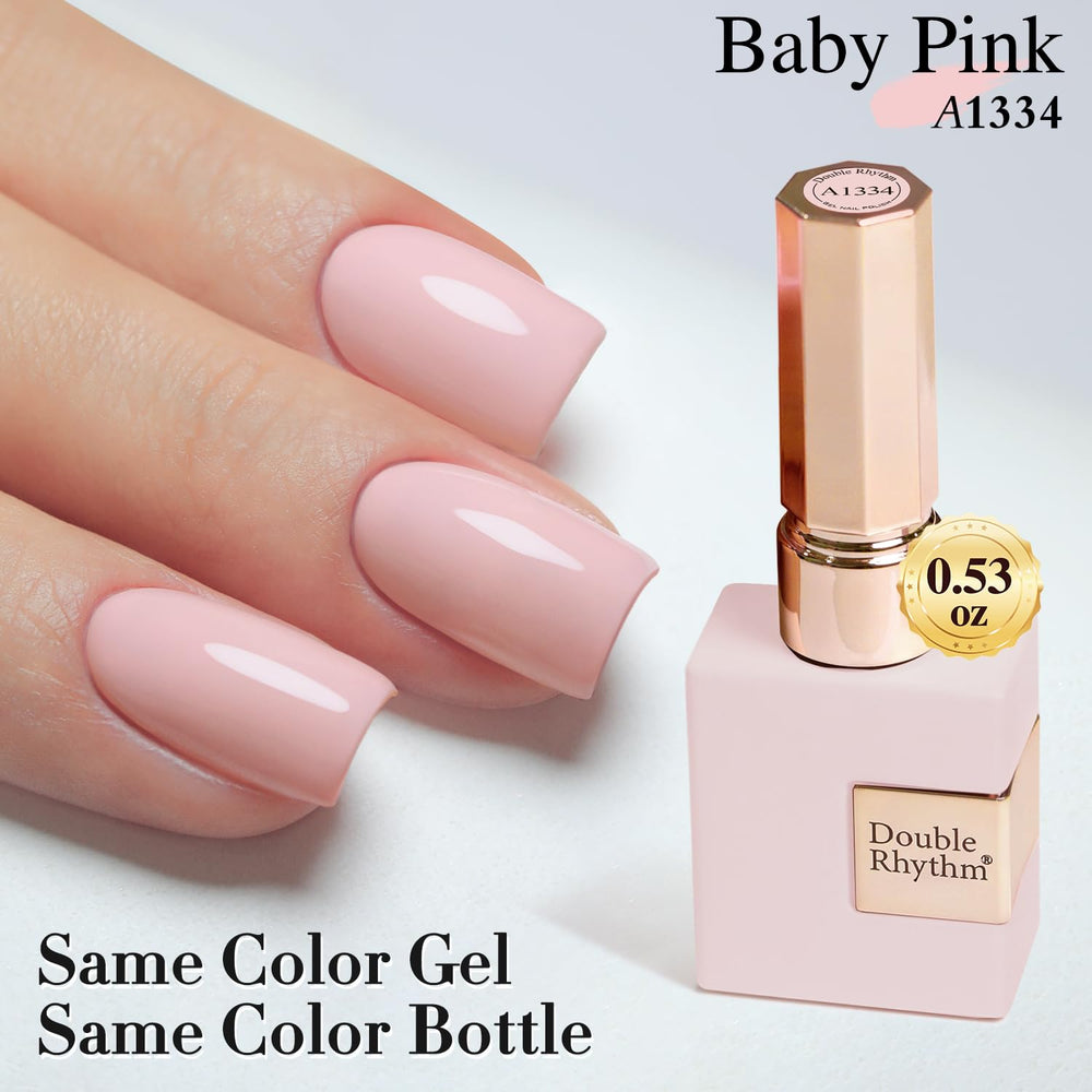 Double Rhythm high-gloss finish emphasizes lasting shine on nails.