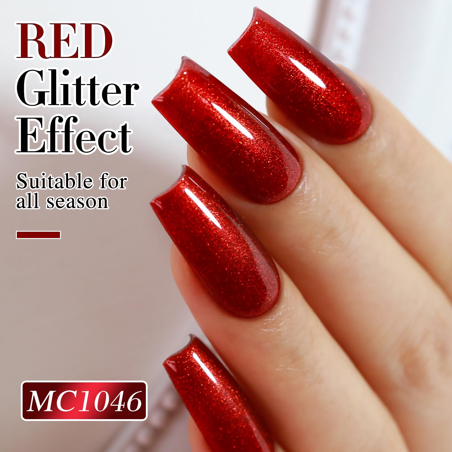 Close-up of holographic glitter reflecting light in Double Rhythm polish.