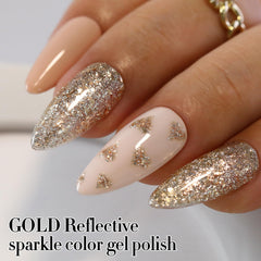 Double Rhythm holographic glitter finish adds eye-catching shine to nails.