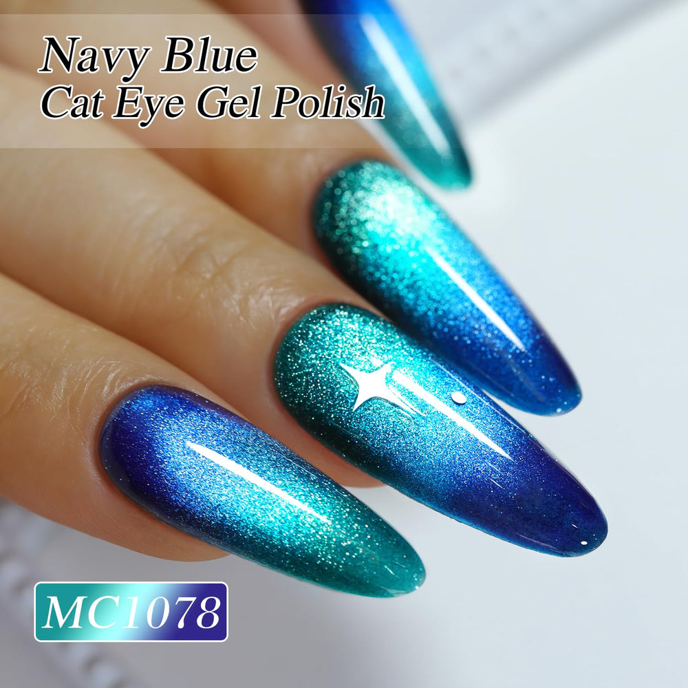 Holographic glitter nails finished with Double Rhythm shine