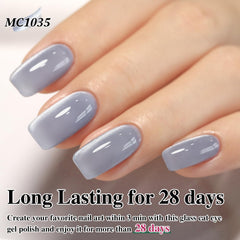 Double Rhythm holographic glitter finish adds sparkle to nails.