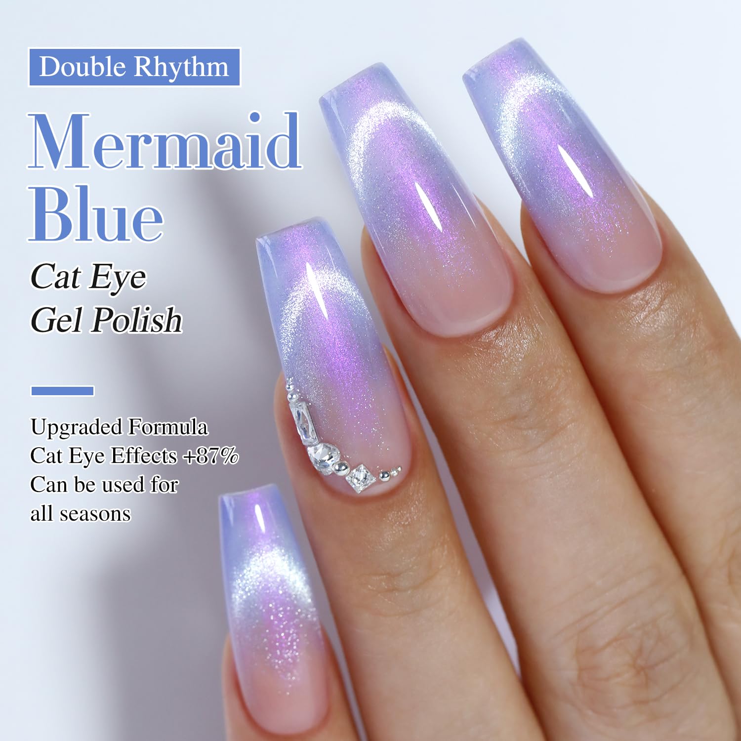 Close-up swatch of holographic glitter with Double Rhythm gel polish