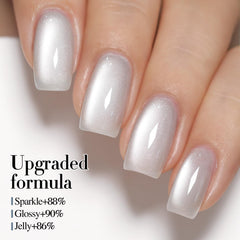 Double Rhythm jelly glass polish swatch displays translucent sheer color for versatile looks.