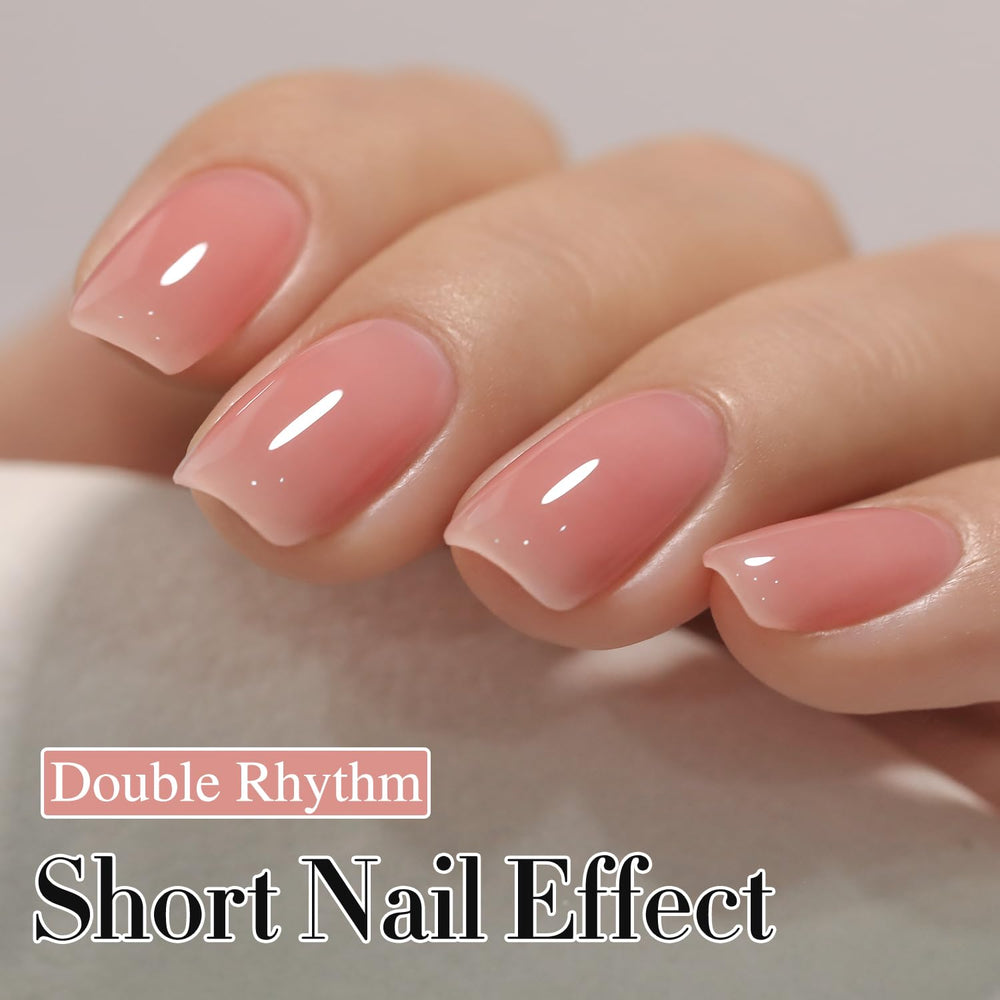 Milky pink swatch from Double Rhythm showing sheer buildable shade