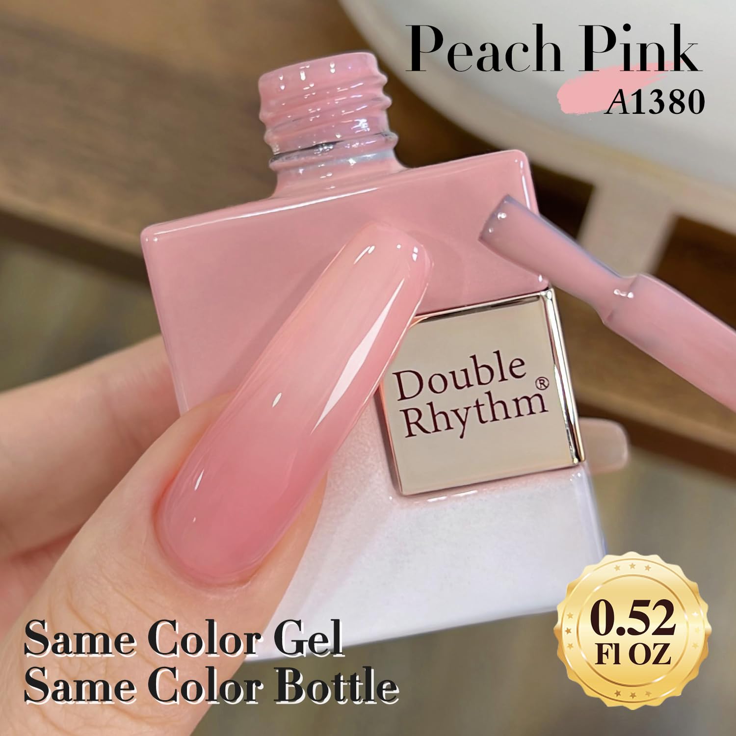 Double Rhythm Jelly Rose Pink polish applied with easy strokes for beginners