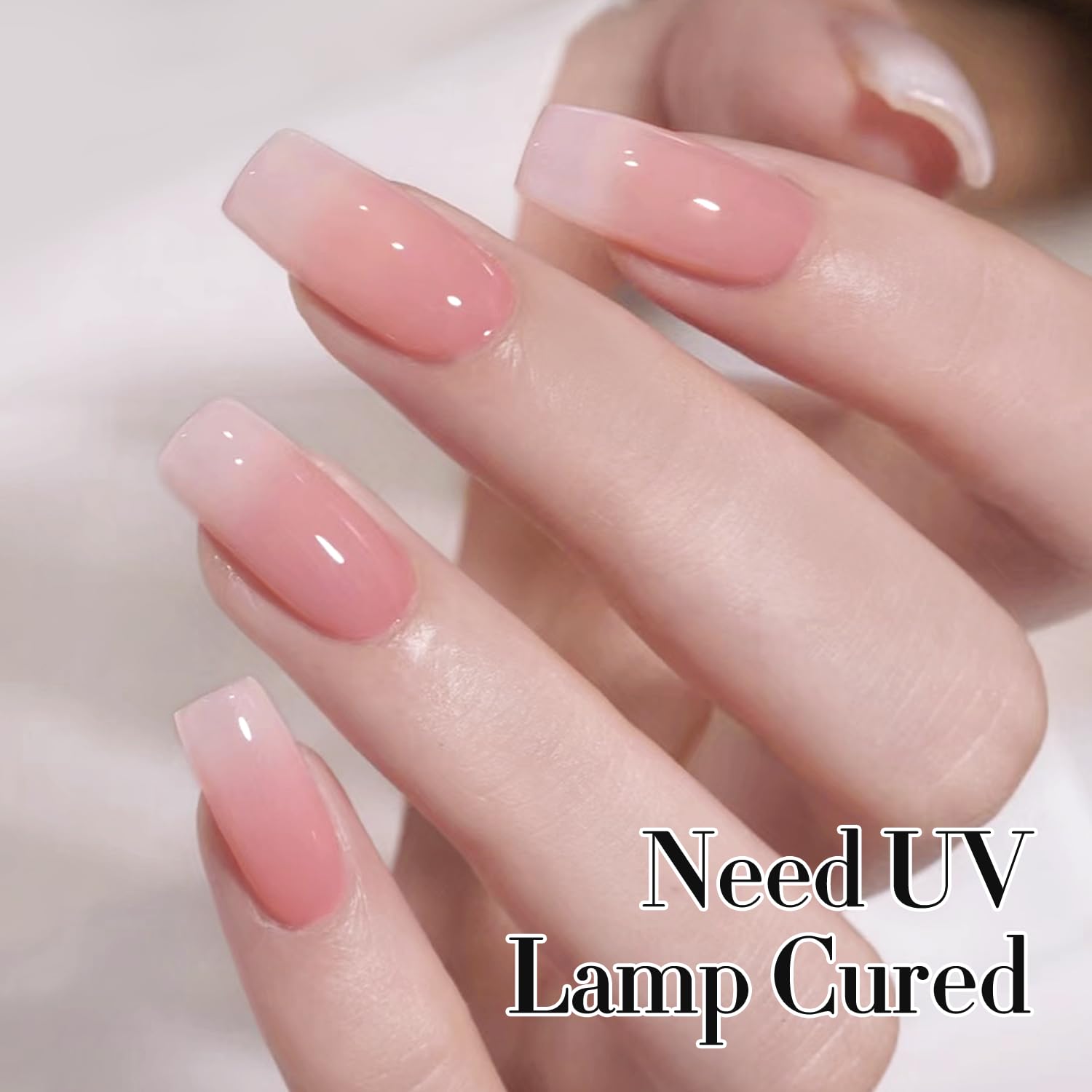 Double Rhythm Jelly Rose Pink layering effect on nail tip