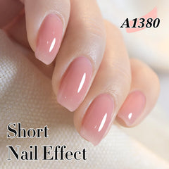 Double Rhythm Jelly Rose Pink swatch on nail for luminous shine