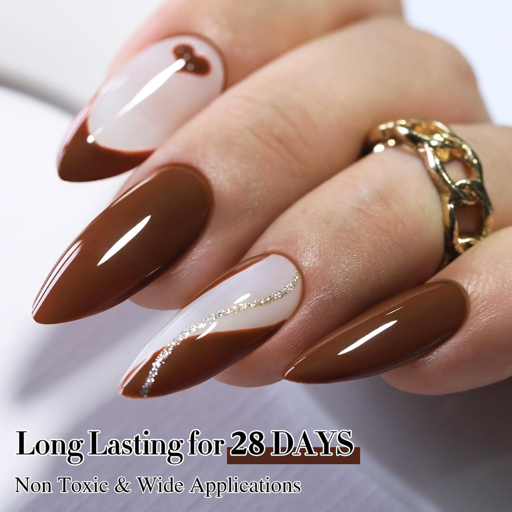 Double Rhythm shade displayed on a nail wheel illustrating long-wear potential.