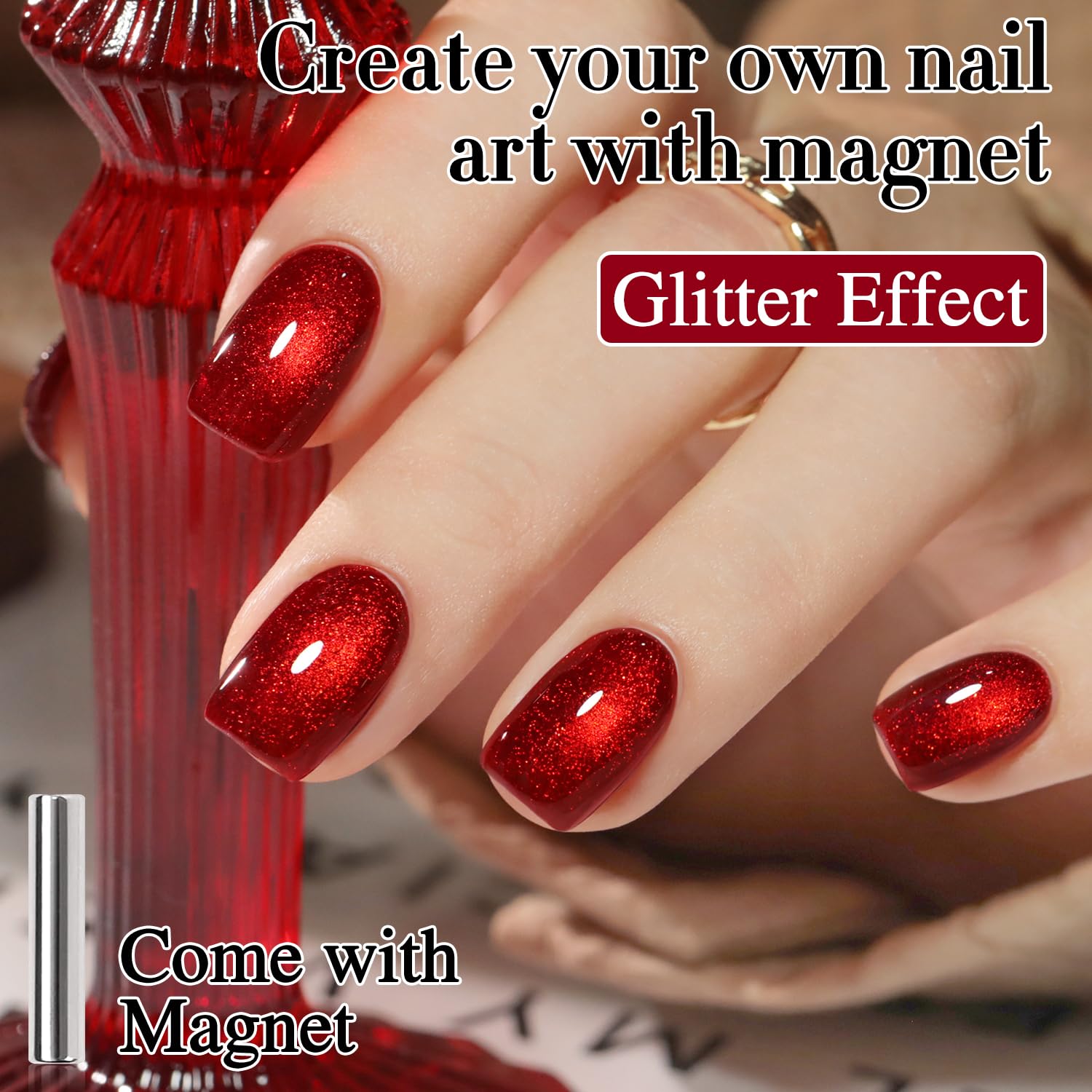 Magnet activation visual showcasing cat eye gradient with Double Rhythm gel polish.