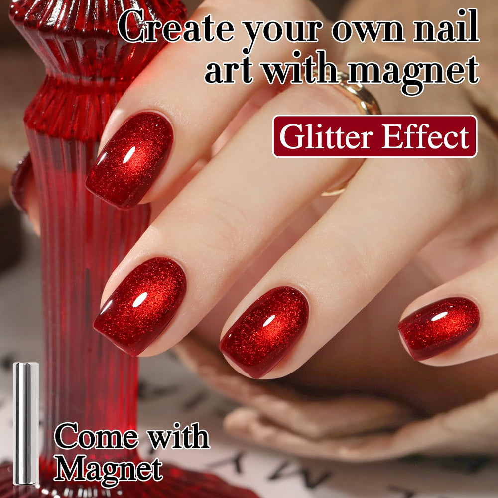 Magnet activation visual showcasing cat eye gradient with Double Rhythm gel polish.