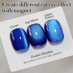 Magnetic tool creating cat-eye shift on nail with Double Rhythm