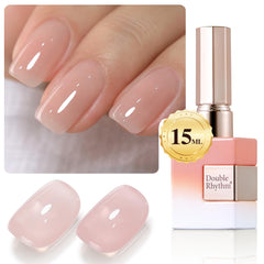 Double Rhythm milky pink jelly polish bottle for a translucent salon-ready look.